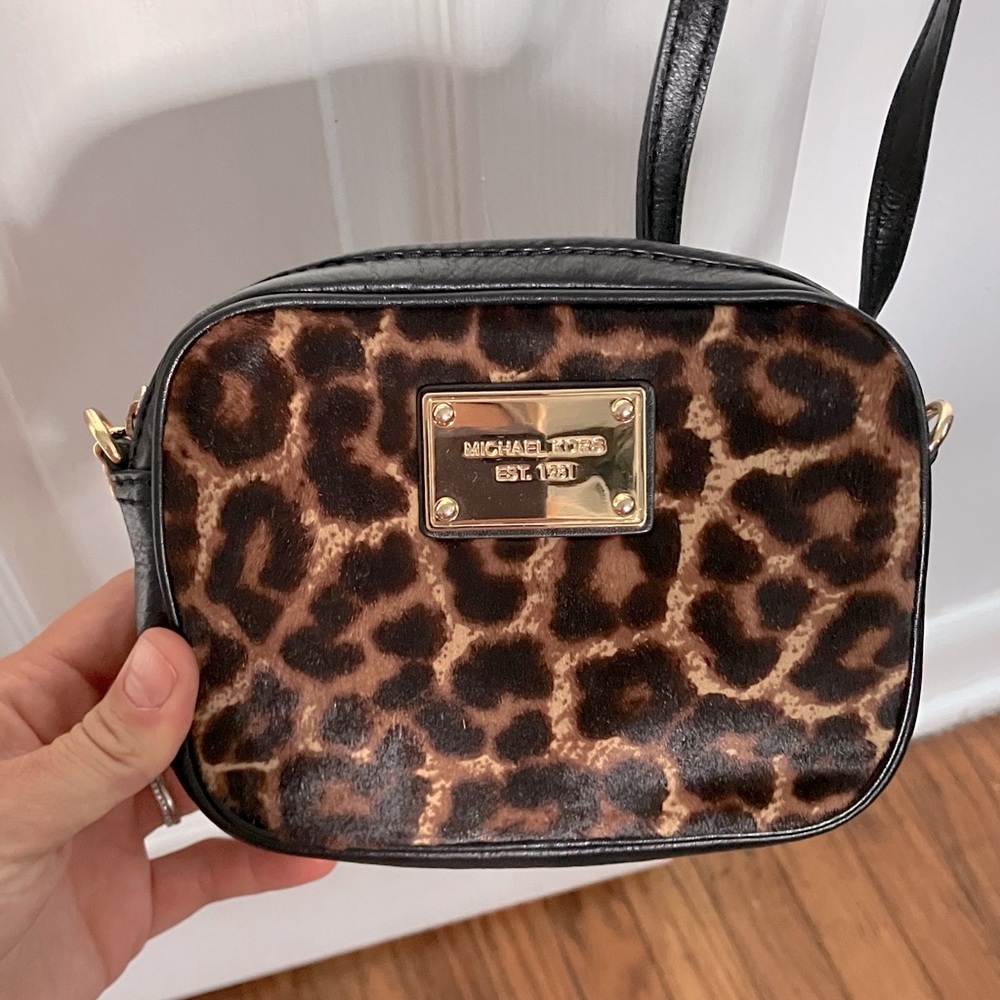 MICHAEL KORS Faux Fur Animal Print Crossbody Bag